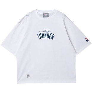 杰克琼斯NBA联名胸前雷霆队印花春季运动时尚篮球T恤短袖上衣男装