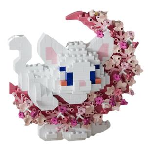 小颗粒花前月下萌宠积木玉桂狗草莓熊儿童益智拼装图玩具生日礼物