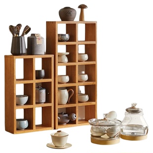 实木置物架壁挂桌面茶具收纳架北欧厨房水杯多宝阁桌上靠墙展示格