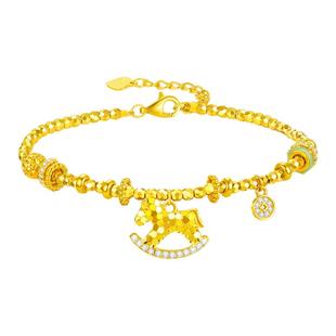 周大生马上有钱手链生肖马吊坠可爱百搭手饰品本命马年送女友礼物