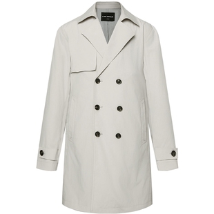 利郎官方 长款风衣男士翻领双排扣2026春季新款商务休闲男装外套