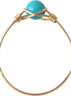 【小蓝松】睡美人仿绿松石戒指镀18K金绕线简约个性小众大气百搭