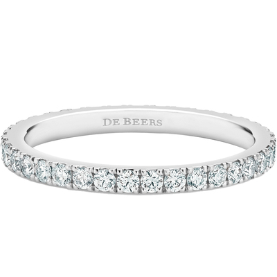 戴比尔斯全圈镶钻铂金戒指