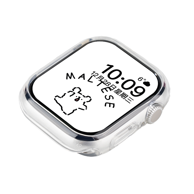 匠戴适用苹果手表保护壳iwatchs10边框壳硅胶se全包ultra2半包s9软壳s8/7透明智能applewatch防摔保护套女