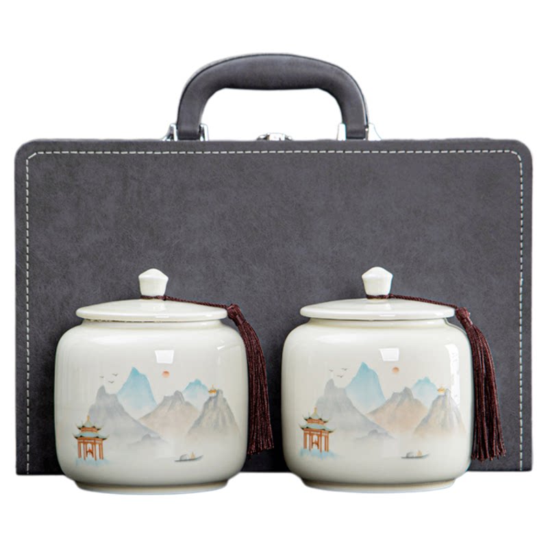 高档陶瓷茶叶罐空盒包装大号半斤装红绿茶龙井普洱白茶礼品盒定制