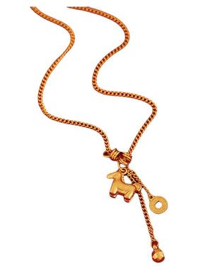 古里雅金色小马钱币项链高级感