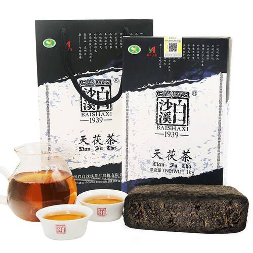 2012年白沙溪手工金花天茯茶1kg天尖伏砖茶湖南茶叶正宗安化黑茶