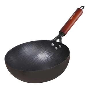 九鼎铸匠老式锻打锤纹小铁锅不易粘锅无涂层煎蛋家用平底熟铁炒锅