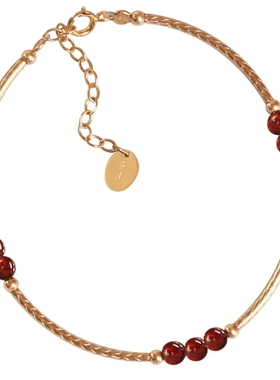 轻奢紫牙乌酒红石榴石水晶手链