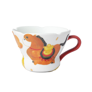 植述手绘马上有钱吉祥物手柄咖啡杯新年礼盒新中式主人杯女士喝茶