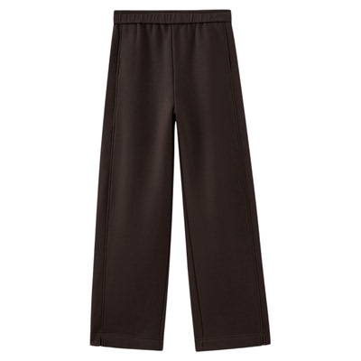 水云间复古咖色加绒弯刀长裤子女直筒香蕉卫裤摩卡慕斯风2025冬款