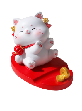 可爱招财猫手机支架办公桌面摆件