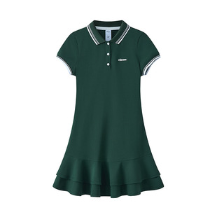 ellesse小贝壳26春夏新品网球裙运动修身polo领双层百褶连衣裙女