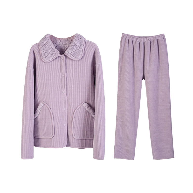 橙线女士雪尼尔双面穿家居服套装