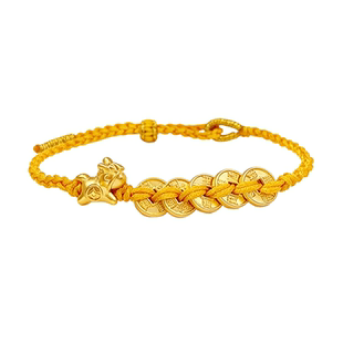 老凤祥黄金马上有钱手链足金生肖马五帝钱币手绳本命年礼物送女友