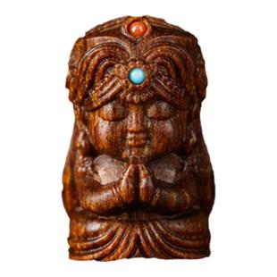 天然沉香木扎基拉姆财神diy配件佛头吊坠手串配饰散珠檀木雕配珠