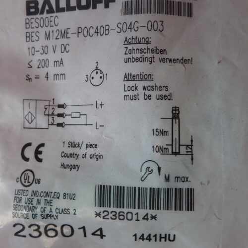 议价全新原装BALLUFF巴鲁夫BES00EC  BES M12ME-POC40B-S04G-003