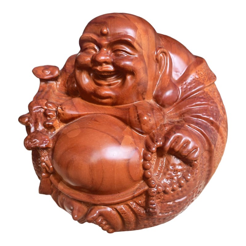 桃木雕弥勒佛像实木摆件装饰品