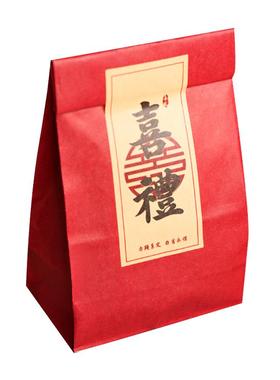 中式结婚复古牛皮纸喜糖盒袋子红色中国风盒子中式婚礼吾家有喜
