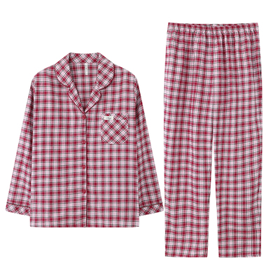 达尔丽柔软纯棉睡衣女秋冬长袖2025新款格子休闲开衫家居服厚套装