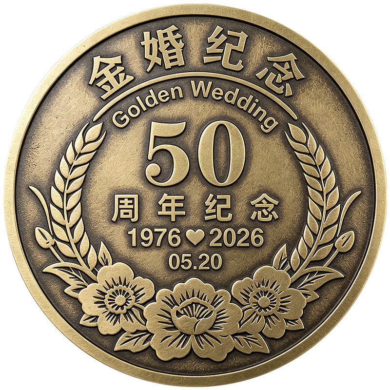 金婚银婚结婚50周年纪念铜章礼物