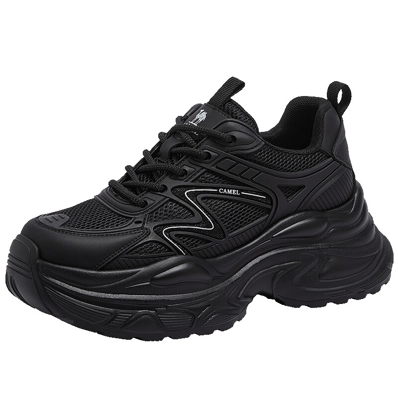 骆驼女鞋2026年春季新品厚底老爹鞋白色百搭增高休闲运动鞋女款