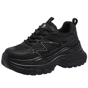 骆驼女鞋2026年春季新品厚底老爹鞋白色百搭增高休闲运动鞋女款