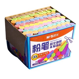 晨光彩色粉笔儿童不脏手无尘无味粉笔黑板报鲜艳画笔粉笔教师专用幼儿园家用白色六角粉笔套鲜艳写字神器批发