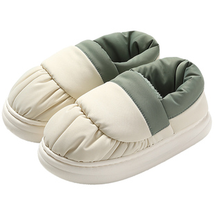 羽绒布棉拖鞋女士冬季全包跟2024新款加厚防水家用保暖外穿男冬天