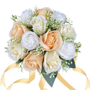 新娘手捧花结婚领证登记拍照道具仿真香皂花婚纱照小把束送教师节