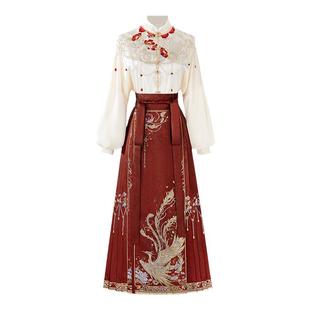 马面裙女新春秋凤凰敬酒服新娘衬衣红色订婚礼服回门服新中式婚服