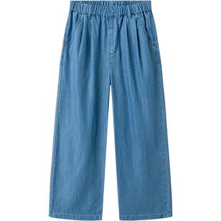 巴拉巴拉女童牛仔裤中大童裤子夏装新款童装儿童直筒防蚊裤长裤薄