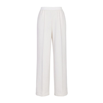 婉甸2025年冬季新品松紧腰米白色坑条阔腿裤高腰休闲裤1244P18SX4