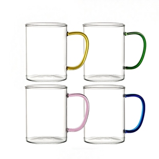 高硼硅玻璃杯套装家用喝水待客水杯客厅杯子耐高温带把手茶杯新款