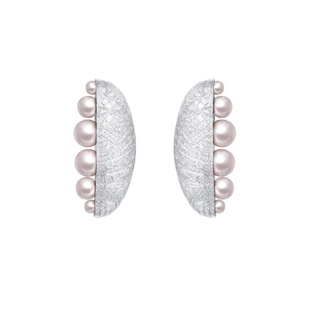 TOGGLER 仲夏梦系列 手工拉丝纹理925银镀金珍珠耳钉耳环新年礼物