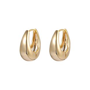 925纯银针水滴耳环女高级感轻奢素圈耳钉2026新款欧美风金色耳饰