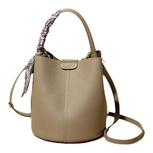 真皮水桶包包女2025今年流行新潮菜篮子包手提包时尚单肩斜挎女包