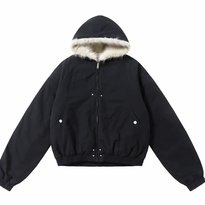 美式复古座山雕黑色羽绒棉服男款