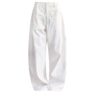 fragileheart易碎商店纯棉水洗弯刀牛仔裤立体剪裁廓形香蕉镰刀裤