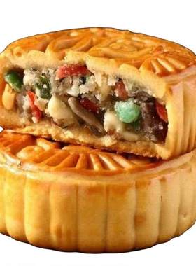 五仁手工大月饼传统老式中秋月饼红豆多口味混搭糕点员工福利礼品
