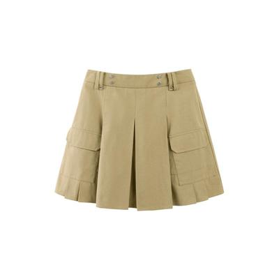 PIT复古法式高腰百褶半身裙女2025年春季新款时髦显瘦A字短裙子