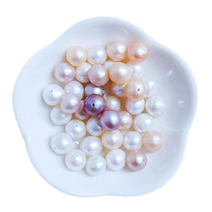 50g天然淡水真珍珠散珠称斤diy材料近正圆有全孔无孔58mm带打大孔