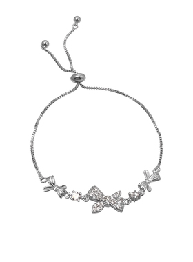 s925银蝴蝶结碎钻手链女温柔百搭