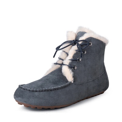 ozzeg真皮皮毛一体舒适保暖棉鞋