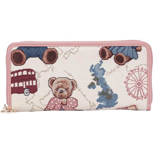 丹尼熊单拉链钱包长款女多卡位钱夹轻薄精致小熊针织钱包3822010