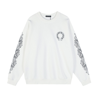 美式潮牌重磅纯棉白色卫衣宽松