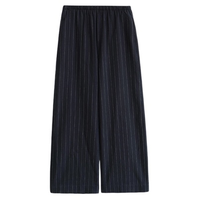 ltyp旅途原品 新店专享福利NO.149 绵羊毛条纹宽松拖地休闲裤女冬