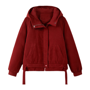 采多宝大码女装胖mm2025冬季新款短款宽松显瘦加厚保暖连帽羽绒服