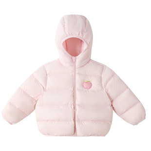 笛莎童装女宝宝羽绒服冬季新款幼童儿童轻薄连帽外套短款洋气红色