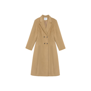 pusumede 黑色中长款毛呢外套韩版收腰高级感气质西装大衣女秋冬